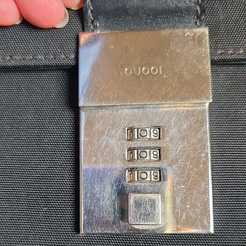 Gucci Black Leather Briefcase with Silver Lock